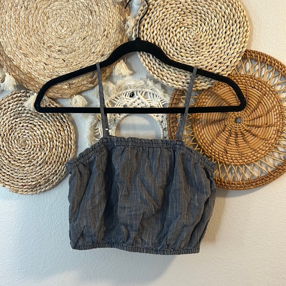 Aerie denim print cropped tank